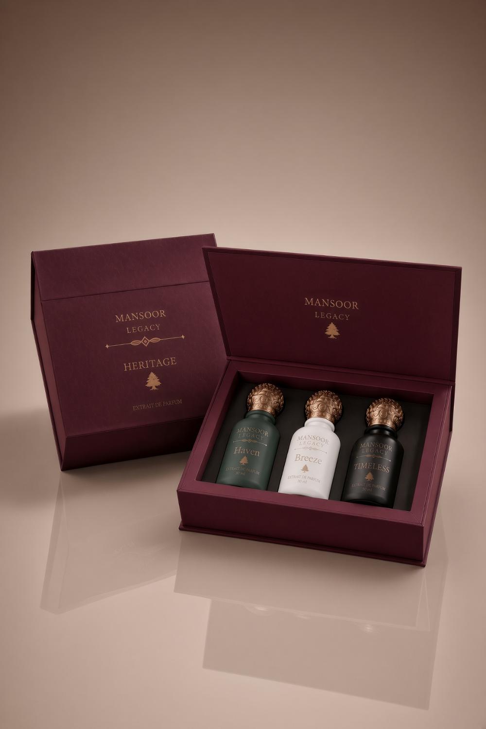 Mansoor Legacy Heritage Travel Set — Haven, Breeze, and Timeless